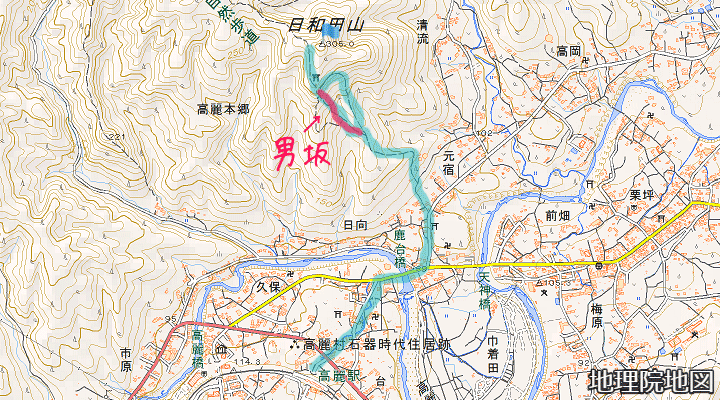 奥武蔵　日和田山　地図